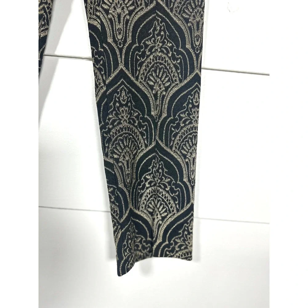 J.McLaughlin Grier cropped‎ pants black gold brocade stretch womens 0